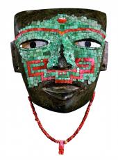 Maske aus Malinaltepec, Teotihuacan und  Westmexiko Guerrero, Malinaltepec Mittlere Klassik (300-550 n. Chr.), Stein mit Einlege