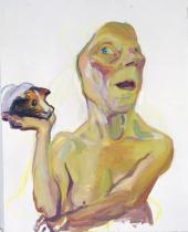 Bild: Maria Lassnig, Selbst mit Meerschweinchen, 2000/01