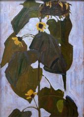 Egon Schiele, Sonnenblume I, 1908, Öl auf Karton, Landessammlungen Niederösterreich 