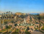 Hubert Sattler, Ansicht der Hauptpromenade Paseo Isabel Segunda in Havanna, 1854 © Salzburg Museum