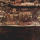  Egon Schiele (Tulln 1890–1918 Wien), Die kleine Stadt II, 1913, Öl/Bleitstift auf Leinwand, Leopoldmuseum-Privatstiftung Wien