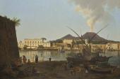 Joseph Rebell, Der Hafen Granatello bei Portici mit dem Vesuv im Hintergrund, 1819
