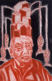Francesco Clemente | Self-Portrait in White, Red and Black I, 2008 | ALBERTINA, Wien – The JABLONKA Collection