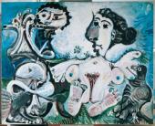  Pablo Picasso Nackte Frau mit Vogel und Flötenspieler, 1967  Öl auf Leinwand Albertina, Wien - Sammlung Batliner