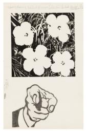 Sturtevant Working Drawing Warhol Flowers Lichtenstein Pointed Finger, 1966