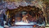 Foto: Theatermuseum Zauberwelt der Kulisse Buehnenbild-Hamlet-TerrasseNacht