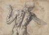 Michelangelo Buonarroti: Männlicher Rückenakt (Studie für die „Schlacht von Cascina“), um 1504