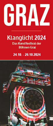 KLANGLICHT - Das Kunstfestival der Bühnen Graz, 3 Abende Licht- und Klangkunst von 24. bis 26. Oktober 2024, täglich von 18.00 bis 23.00 Uhr