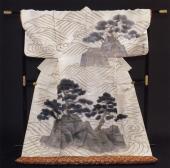 Kimono Agemaki no Uchikake von Haii Higashiyam, April 1954, Seide, Setagaya Museum