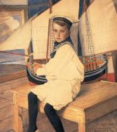 Josef Maria Auchentaller, Porträt von Peter, 1906, Pastell, Aquarell auf Papier, Privatsammlung