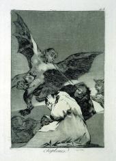 „Goya - Dunkle Materie“:  Francisco de Goya, Soplones (Ohrenbläser), 1797-98, Radierung und Aquatinta, aus dem Zyklus Los Caprichos [48]