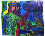 Gunter Damisch, Der große Katzenfreund, 1980, Acryl /Molino, © Foto: Günter König