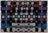 Hermann J. Painitz, Zentripetal angeordnete Abfolge - gleichzeitiger Einsatz aller Komponenten, 1964, Acryl, Collage/Hartfaserplatte, Landessammlungen Niederösterreich, Foto: Christoph Fuchs, © Land Niederösterreich