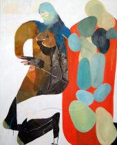 Hoosen, Betende Frauen, 2012, Acryl, Gouache, Lack, Tinte auf Leinwand, Courtesy Galerie Katharina Bittel, Hamburg