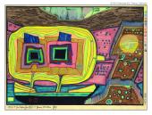 Friedensreich Hundertwasser, 688 A ZWEI BÄUME AUF DEM SCHIFF REGENTAG, Japanischer Farbholzschnitt in 38 Farben © 2014 Namida AG, Glarus, Schweiz