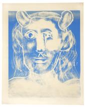 „Picasso – Mediterrane Gefilde“: Pablo Picasso, Faunskopf, 7.2.1962, Farblinolschnitt, KPPM