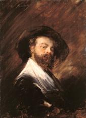 Wilhelm Busch, Selbstbildnis in holländischer Tracht, ©Wilhelm Busch – Deutsches Museum für Karikatur und Zeichenkunst, Hannover