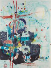 Shoichi Hasegawa, MARCHÉ JAPONAIS, Japanischer Markt, Farblithographie, 1991