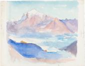 Hermann Hesse, Monte Boglia im Schnee, 1933, Aquarell, Fondazione Hermann Hesse Montagnola, Depositum Privatsammlung  © Hermann Hesse-Editionsarchiv Volker Michels, Offenbach am Main