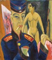 Ernst Ludwig Kirchner, Selbstbildnis als Soldat, 1915, Öl auf Leinwand © Allen Memorial Art Museum, Oberlin College, USA 