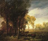 Wilhelm Busch, Landschaft mit roter Kuh und Blaujacke, ©Wilhelm Busch – Deutsches Museum für Karikatur und Zeichenkunst, Hannover