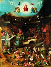 Weltgericht- oder Weltuntergangs-Triptychon von Hieronymus Bosch. Die Mitteltafel. entstanden ist es nach 1485 und vor 1505, Gem
