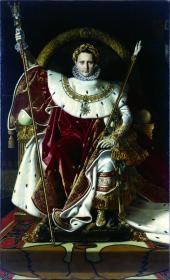 Jean-Auguste-Dominique -Ingres (1780–1867), Napoleon I. im Krönungsornat auf dem Kaiserthron, 1806, Öl auf Leinwand  Musée de l
