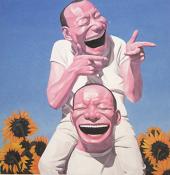 Yue Minjun, Sunflowers, 2003, Öl auf Leinwand