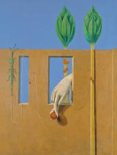 Max Ernst , Beim ersten klaren Wort, 1923, Öl auf Gips, auf Leinwand aufgetragen, 232 x 167 cm, Kunstsammlung Nordrhein-Westfalen, Düsseldorf, Foto: Walter Klein, Düsseldorf, © 2013, ProLitteris, Zürich