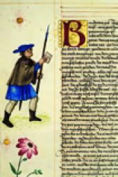 Darstellung eines Boten im Ambraser Heldenbuch, 1504–1517