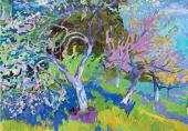 Mykola Hlushchenko, Frühlingsgarten,1971, Öl auf Leinwand, Das Nationale Kunstmuseum der Ukraine, Kiew