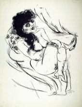 Otto Dix, Liegender Akt (Sitzende mit Zigarette), 1923, Lithografie, Kreide, Pinsel © VG Bild-Kunst, Bonn 2010