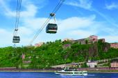 Mit der Seilbahn Koblenz hoch hinauf zur Festung Ehrenbreitstein.