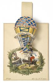 Glückwunschkarte mit Zug- und Hebel­mechanismus, 1815/1820, 9 x 7 cm © Wien Museum