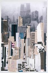 Gottfried Salzmann, NY LM, Collage, Aquarell auf Leinwand, © Gottfried Salzmann