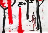 Helge Leiberg, Inferno, 2012, Tusche auf Bütten,  76 x 108 cm Foto: Künstler