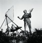Hans Hofmann painting on the dunes, 1942. Photograph by Herbert Matter, © 2002 Estate of Hans Hofmann / Artists Right Society (ARS), New York