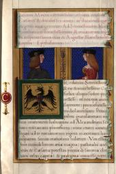 Kaiser Maximilian I. und Bianca Maria Sforza, Zierseite aus Jason Maynos Epithalamion, 1509