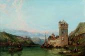 George Clarkson Stanfield, Blick von St. Goarshausen und St. Goar und Burg Rheinfels, 1872 © Sammlung Rheinromantik, Bonn