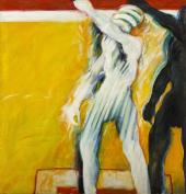 Weiße und schwarze Figur, Öl auf Leinwand, 1972, Kunstbesitz der Landeshauptstadt Bregenz © Roland Paulitsch