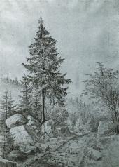 Friedrich, Caspar David_Harzlandschaft mit felsigem Weg