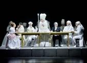 Andrea Chenier,  v.l.: Alexandra Chacinska (Maddalena di Coigny), Hector Sandoval (Andrea Chénier), Daniel Shay (Pietro Flévil