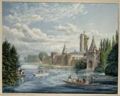 Eduard Gurk: Die Franzensburg in Laxenburg, ca. 1838  Aquarell