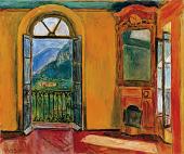 Bild: Das Hesse-Zimmer in der Casa Camuzzi, 1950, Öl auf Leinwand 46 x 55 cm, Privatsammlung