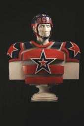 Hockey Player, Boris Orlov 1975 - 2010 93х80х30 cm Wood, plaster, enamel Courtesy: Boris Orlov