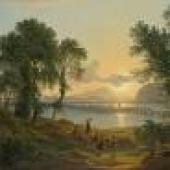 Joseph Rebell, Sonnenuntergang über den Campi Flegrei gegen die Inseln Procida und Ischia, 1819 