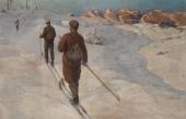 Landesgalerie Niederösterreich - Kuratorenführung mit Wolfgang Krug - Gustav Jahn, Winterlandschaft mit Schifahrern, undatiert