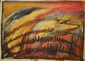 Leopold Kogler, Abendgewitter, 1982, 45x60cm, Aquarell auf Papier