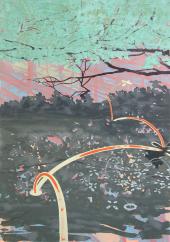 Bild: o.T. (Wasserläufer), 2008, Malerei auf Transparentfolie