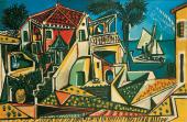 Pablo Picasso: Mittelmeerlandschaft, 1952; Öl auf Isorel